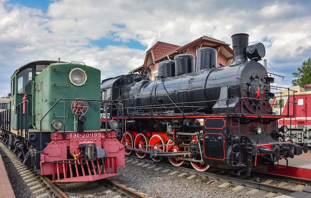 Two rare trains in the museum at the Riga station