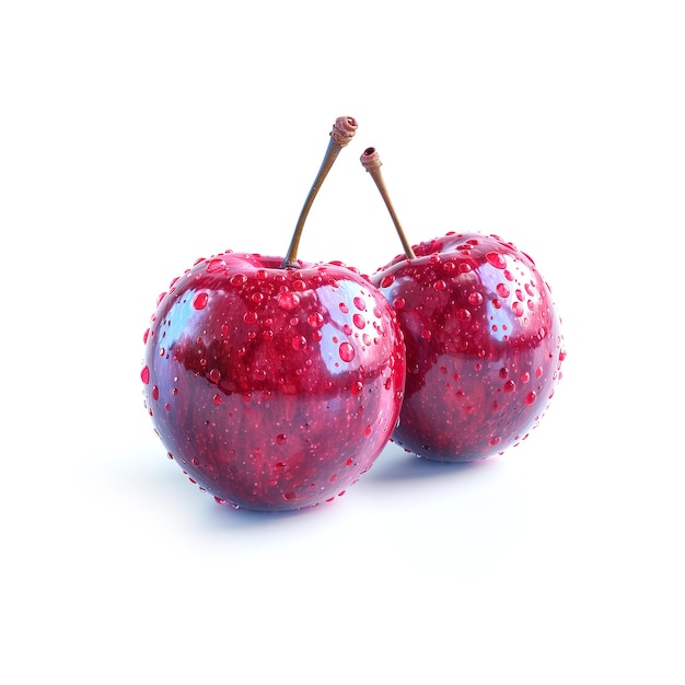 Два красных яблока с каплями воды Генеративный ИИ