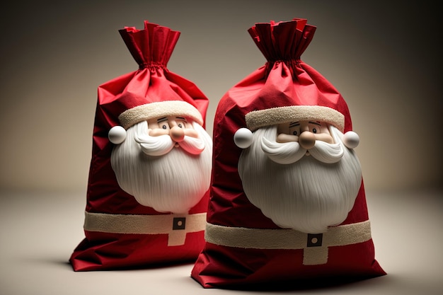 Two red bags are shown by Santa