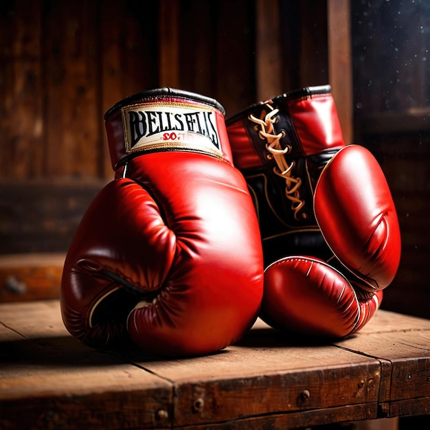 Photo two red boxing gloves with the word quot trust quot on them