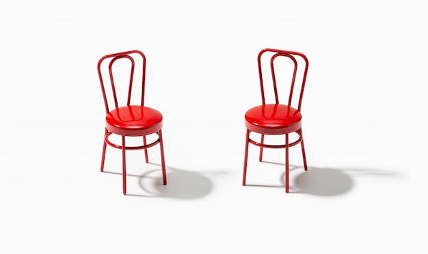 写真 白い部屋で2つの赤い椅子