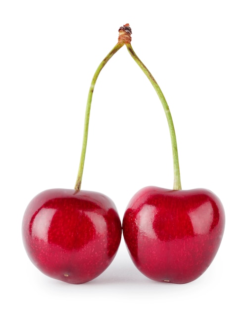 Two red cherries on handle