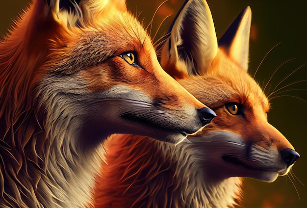 Photo two red foxes generative ai art animals in the wild