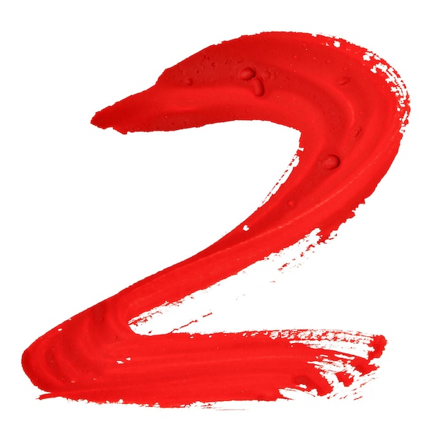 Two - Red handwritten numerals over white background