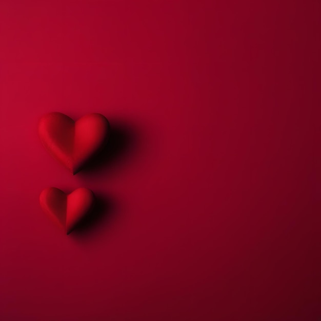 Two red hearts against red background