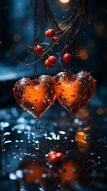 Two Red Hearts in Harmony Duo of Love