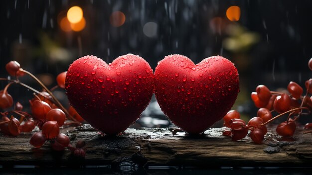 Two Red Hearts in Harmony Duo of Love