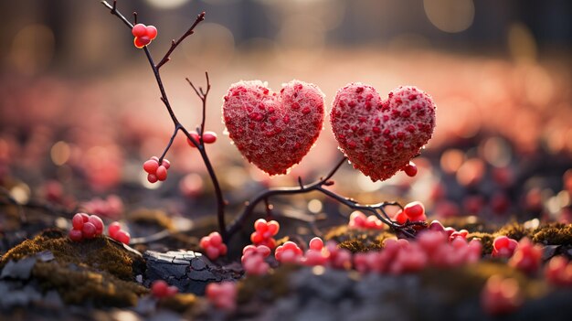 Two Red Hearts in Harmony Duo of Love