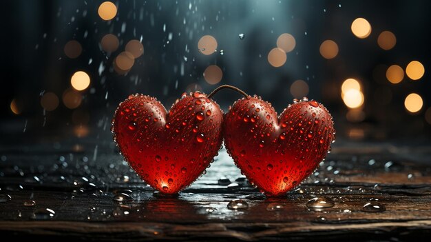 Two Red Hearts in Harmony Duo of Love