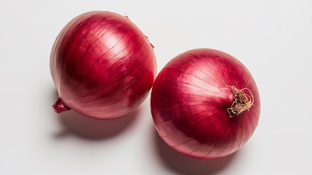 Two red onions isolated