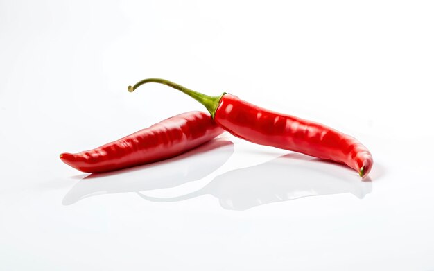 Two red peppers on a white background