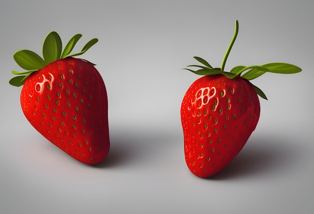 Two red strawberries with the letter b on them