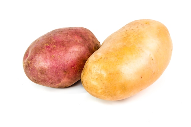 Two red and white potatoes.