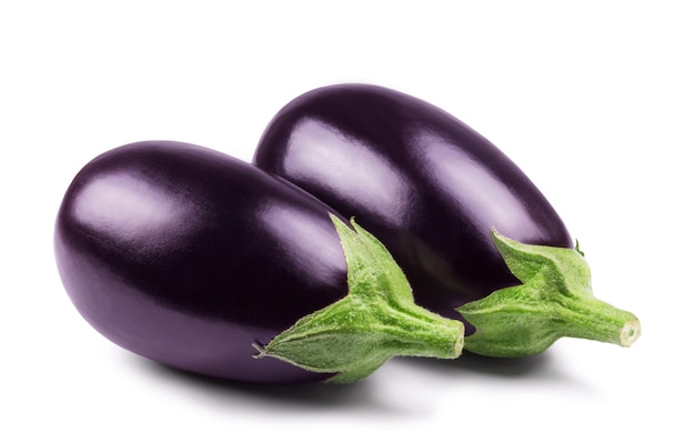 Two ripe eggplant isolated on white