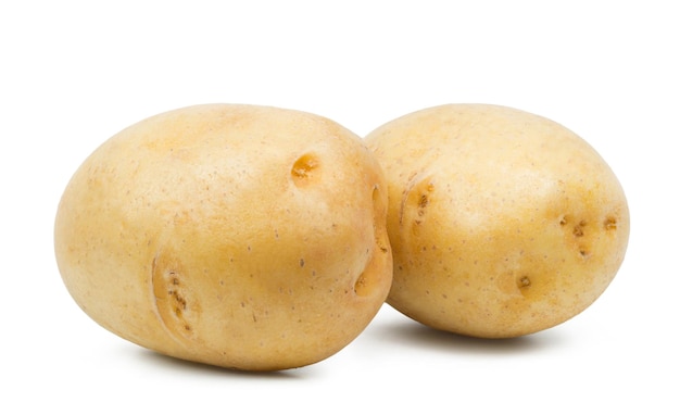 Two ripe potatoes isolated on white background