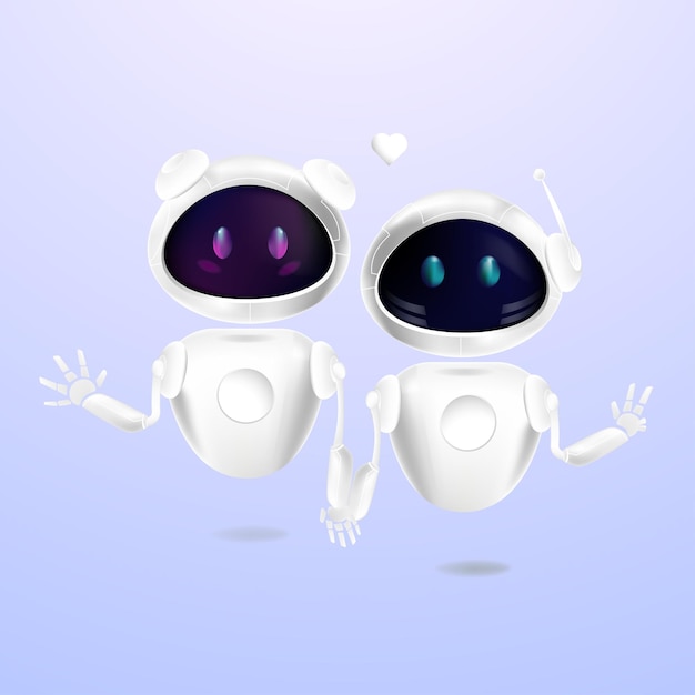 3D 스타일의 두 개의 로 채팅  인공지능 기술 개념 터