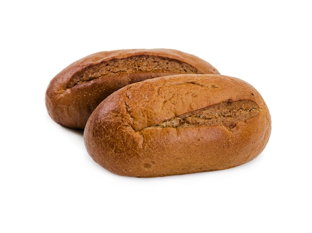 Two rye bun isolated on white background