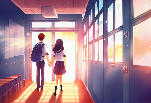 Premium AI Image | Two schoolchildren returning home after school AI ...