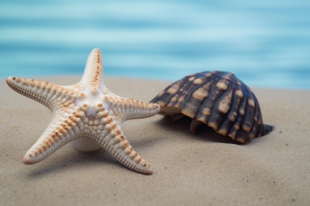 Photo two sea shells on a beach