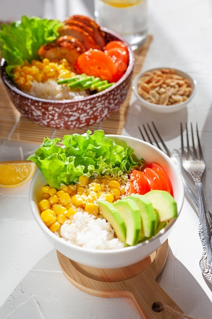 Two servings of Buddha Bowl on the table