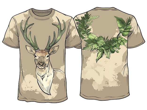 Foto due camicie con un cervo sul davanti e le parole 