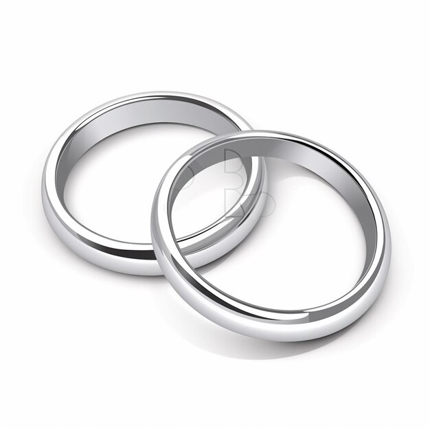 two silver wedding rings on a white background generative ai