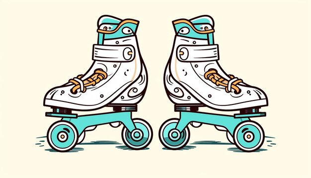 two skates with the words  roller skates  on them