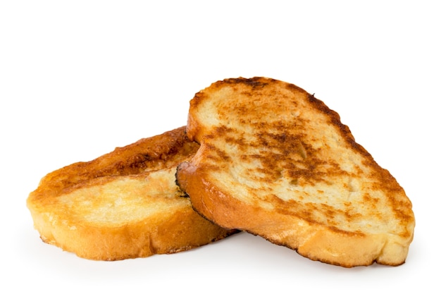 Two slices of fried bread isolated