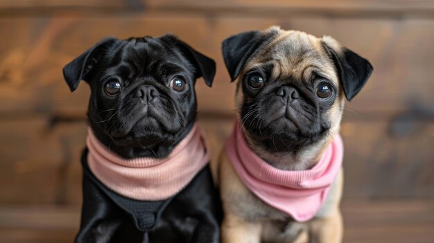 Two small dogs sitting together