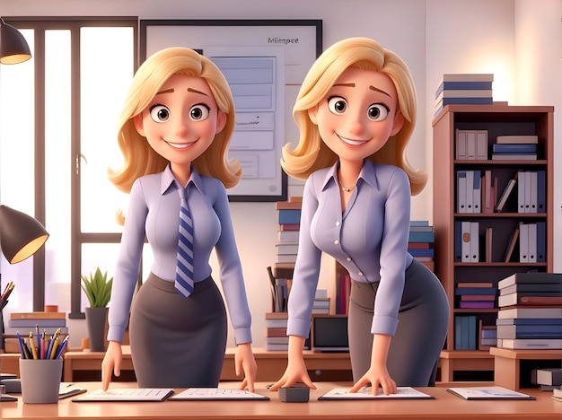 two Smiling attractive beautiful Caucasian Professional at the office