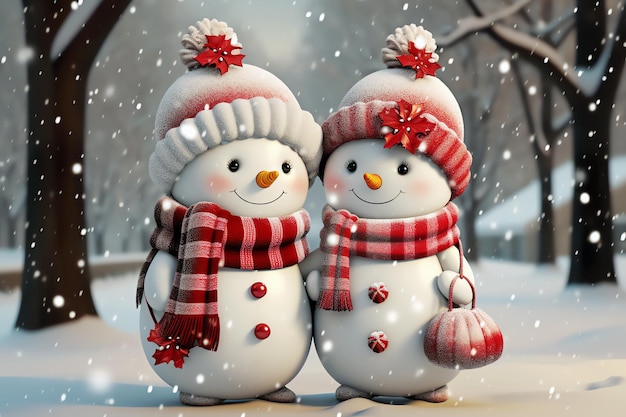 two snowmans AI generated image