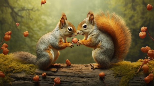 Two squirrels in love Generative ai