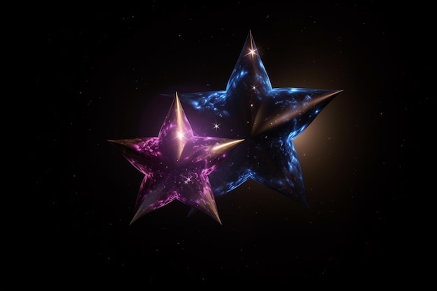Photo a two stars colliding one star should be blue the second star should be purple cosmic background