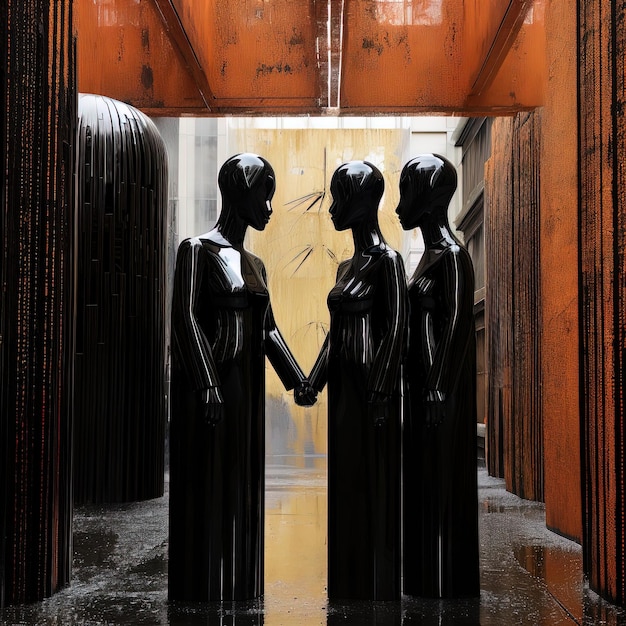 사진 두 개의 동상이 문 앞에 서 있는데, 그 문 앞에 여성들이 서 있다고 합니다.