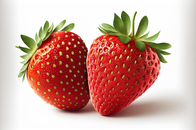 Two strawberries are shown separately on a white background
