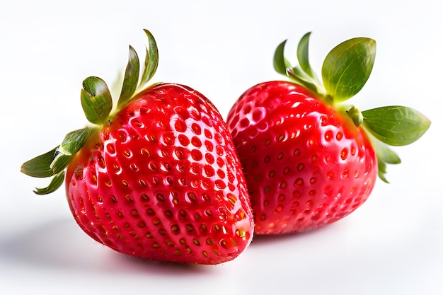 Two strawberries isolated on white background