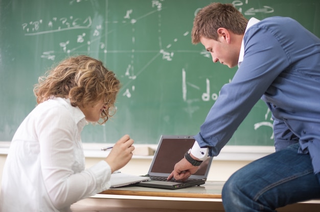 Two students working