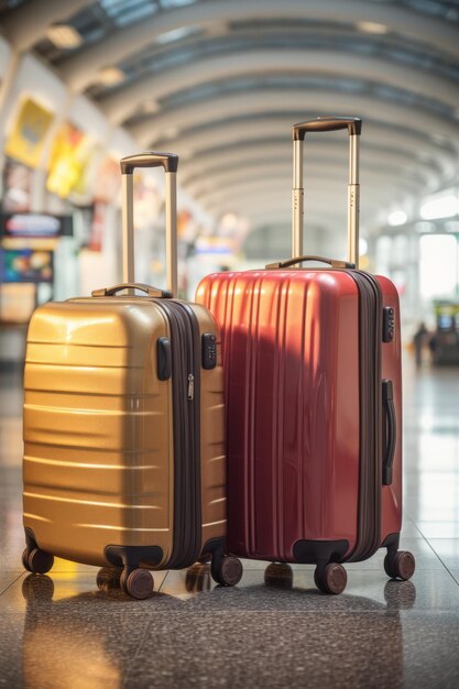 Photo two suitcases in an airport