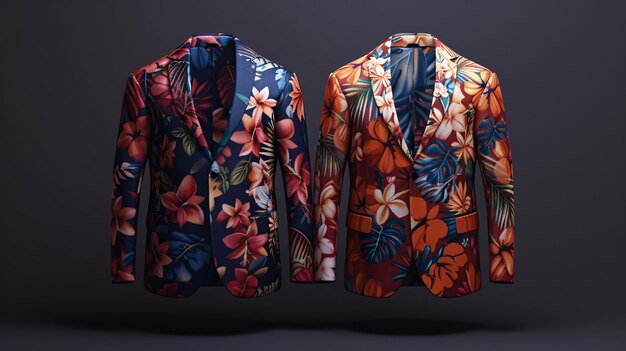 two suits with flowers on them