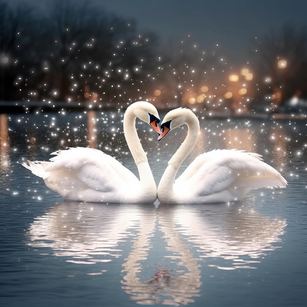 Two swans Generative AI realistic style