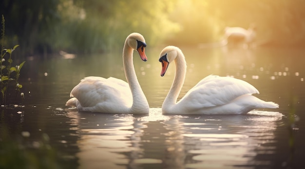 Two swans on the lake