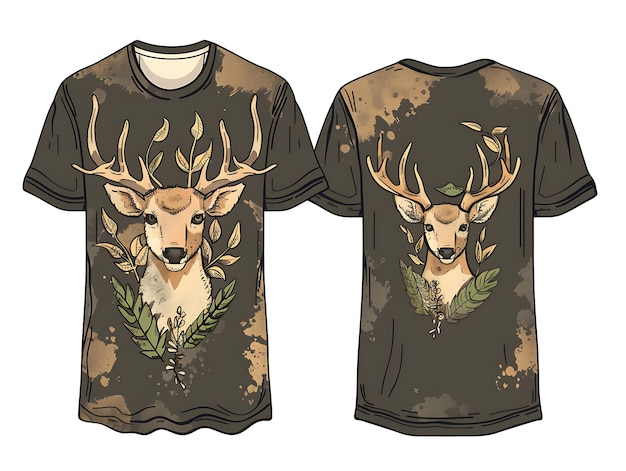 Foto due magliette con il cervo sulla parte anteriore e le parole cervo nella parte anteriore