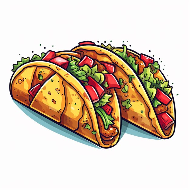 Photo two tacos with meat and vegetables on a white background generative ai