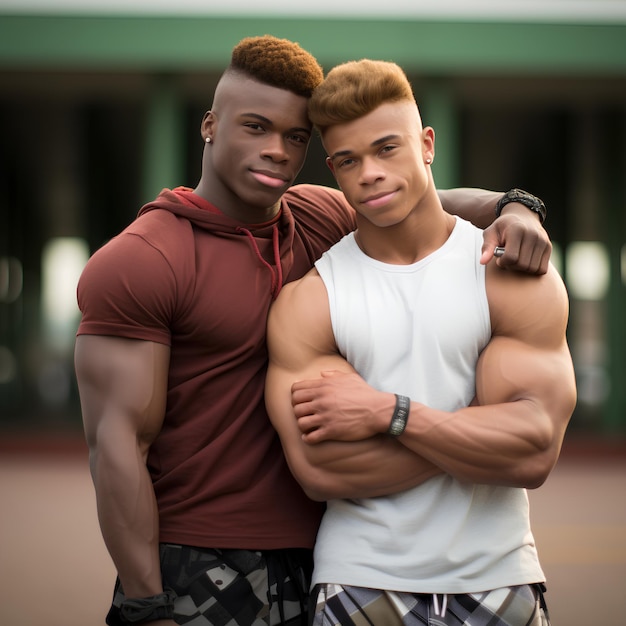 Two Teen Bodybuilders Looking Like Flex Wheeler Hugging