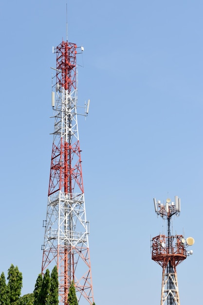 Two telecommunication towers in the city