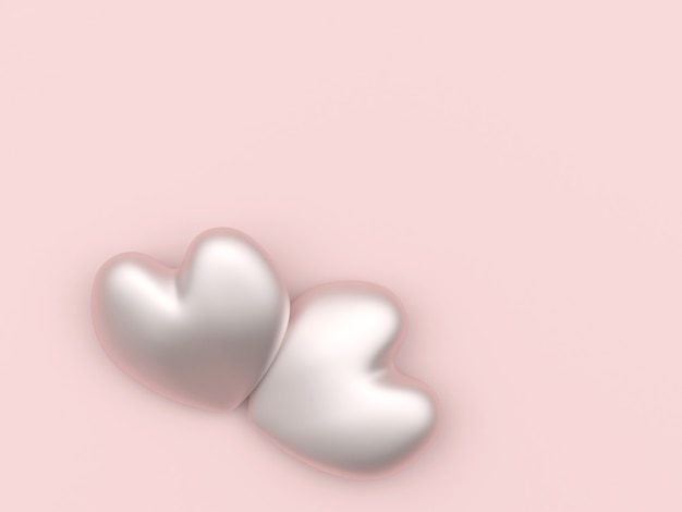 Photo two tender hearts in pastel color.