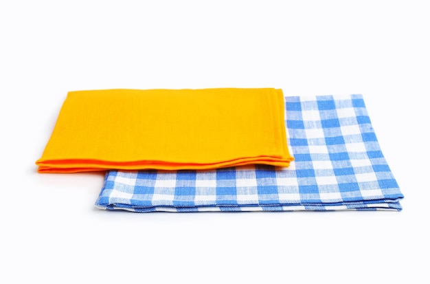 Premium Photo | Two textile napkin in the orange and blue cell