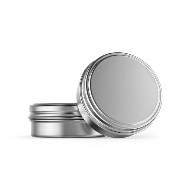 Photo two tin jars mockup 3d rendering isolated background