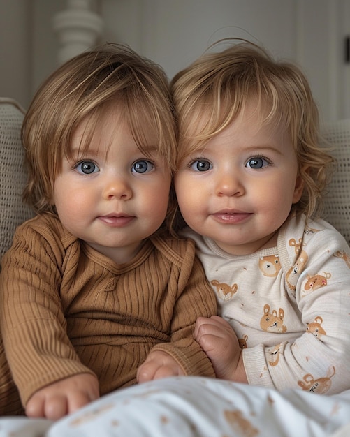 Two Toddlers Sitting Together In A Cozy Wallpaper