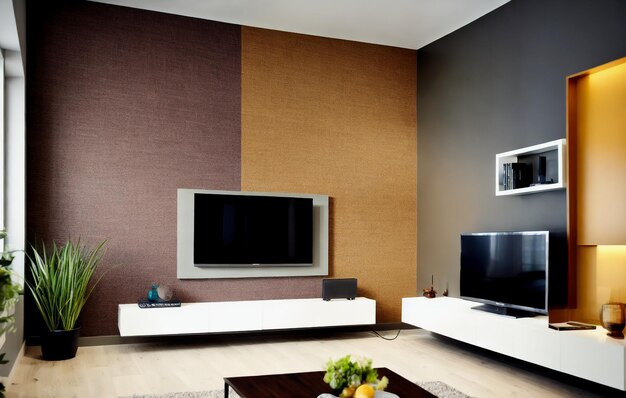 Premium Photo | Two tone color wall background,modern living room ...